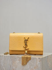 YSL Kate Small Tassel In Lizard Leather Yellow - 20x12.5x5cm - 1