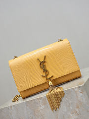 YSL Kate Small Tassel In Lizard Leather Yellow - 20x12.5x5cm - 5