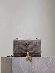 YSL Kate Small Tassel In Lizard Leather Gray - 20x12.5x5cm - 1