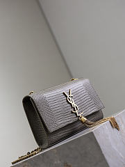 YSL Kate Small Tassel In Lizard Leather Gray - 20x12.5x5cm - 6