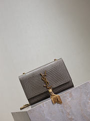 YSL Kate Small Tassel In Lizard Leather Gray - 20x12.5x5cm - 4