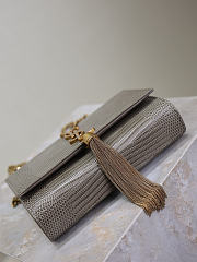 YSL Kate Small Tassel In Lizard Leather Gray - 20x12.5x5cm - 3