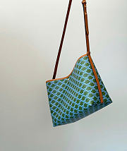 Celine Soft Shopper Bag In Triomphe Canvas And Calfskin Light Kaki/Sky Blue - 32.5x24.5x14cm - 4