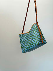 Celine Soft Shopper Bag In Triomphe Canvas And Calfskin Light Kaki/Sky Blue - 32.5x24.5x14cm - 3