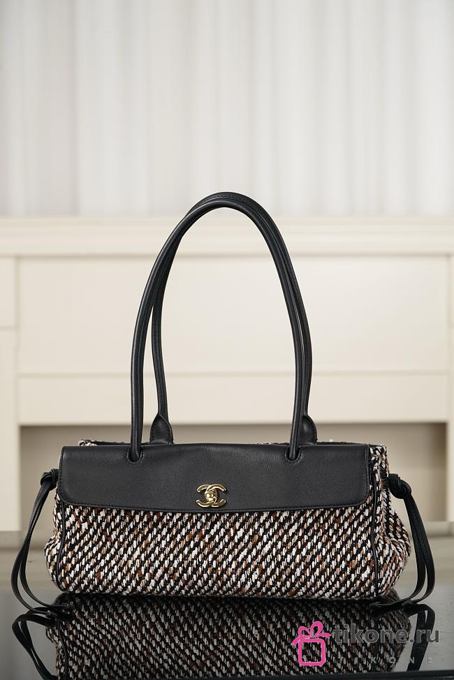 Chanel Small Tote Grained Calfskin Tweed & Gold-Tone Metal Black Multicolor - 30.5x15x11.5cm - 1