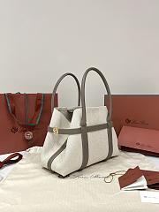 Loro Piana Ghiera Shopper Small Cotton Linen Natural Almond Tree (B5UW) - 28x19x12cm - 6