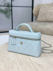 Chanel Vanity with Chain Grained Caviar & Gold-Tone Metal Light Blue - 19.5x17x5cm - 3