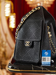 Chanel 25 Small Handbag Perforated Calfskin & Gold-Tone Metal Black - 30x26x14cm - 4