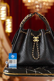 Chanel 25 Small Handbag Perforated Calfskin & Gold-Tone Metal Black - 30x26x14cm - 3