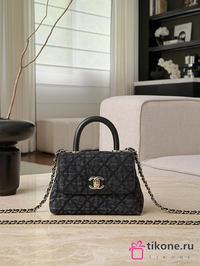 Chanel Clutch With Chain Washed Denim Calfskin & Gold-Tone Metal Black - 14.5x11.5x5.5cm - 1