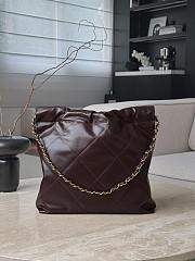 Chanel 22 Small Handbag Shiny Calfskin & Gold-Tone Metal Chocolate - 37x35x7cm - 5