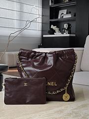 Chanel 22 Small Handbag Shiny Calfskin & Gold-Tone Metal Chocolate - 37x35x7cm - 4