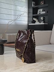 Chanel 22 Small Handbag Shiny Calfskin & Gold-Tone Metal Chocolate - 37x35x7cm - 6