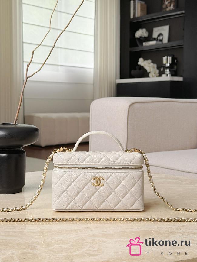 Chanel Vanity with Chain Grained Caviar & Gold-Tone Metal White 26117 - 19.5x17x5cm - 1