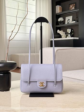 Chanel Small Flap Bag Grained Shiny Calfskin & Gold-Tone Metal Purple - 15x22x7cm