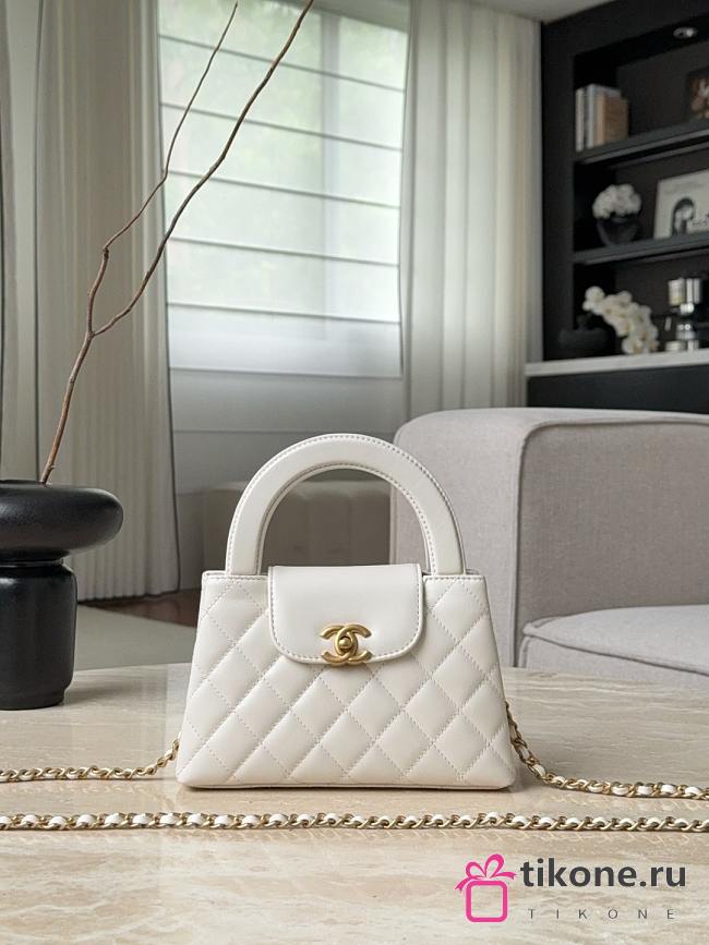 Chanel Mini Shopping Bag Shiny Lambskin & Gold-Tone Metal White AS4416 - 19x13x7cm - 1