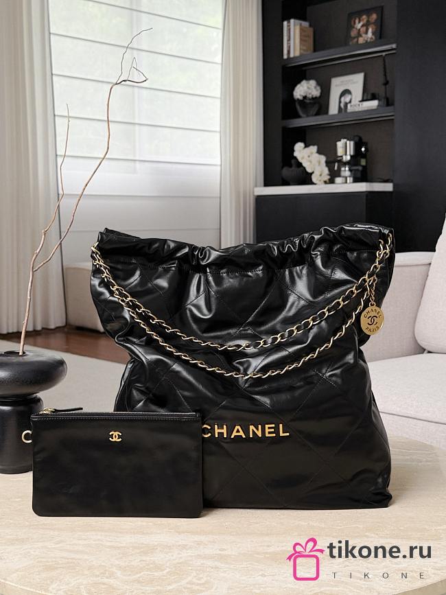 Chanel 22 Large Handbag Shiny Calfskin & Gold-Tone Metal Black - 51x37x14cm - 1