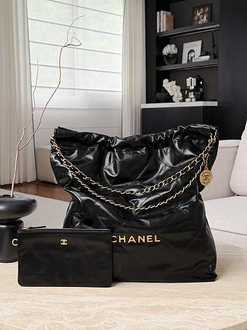 Chanel 22 Large Handbag Shiny Calfskin & Gold-Tone Metal Black - 51x37x14cm
