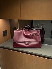 Chanel Maxi Flapbag Grained Calfskin & Silver Metal Dark Burgundy - 38.5x26x11cm - 1