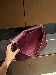 Chanel Maxi Flapbag Grained Calfskin & Silver Metal Dark Burgundy - 38.5x26x11cm - 6