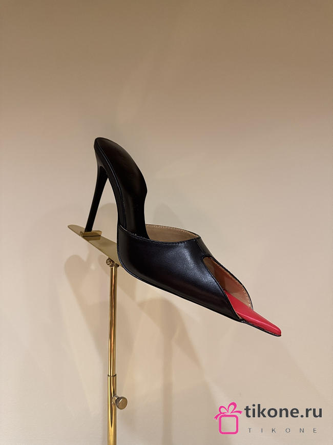 Ananyan Vag Black Leather Open Pointed Toe Mules - 1