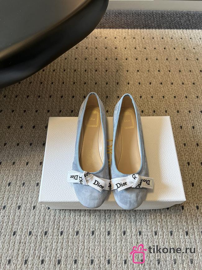 J'Adior Ballet Flat Sky Blue Suede Goatskin - 1