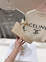 Dior Or Dway Wedge Sandal Laminated Calfskin and Cotton Embroidered with Gold-Tone Metallic Thread 9.5 - 6