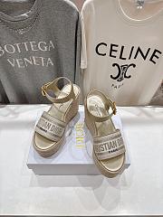 Dior Or Dway Wedge Sandal Laminated Calfskin and Cotton Embroidered with Gold-Tone Metallic Thread 9.5 - 4