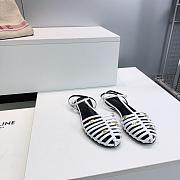 Celine Cage Flat Sandal In Lambskin White - 5