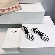 Celine Cage Flat Sandal In Lambskin White - 3