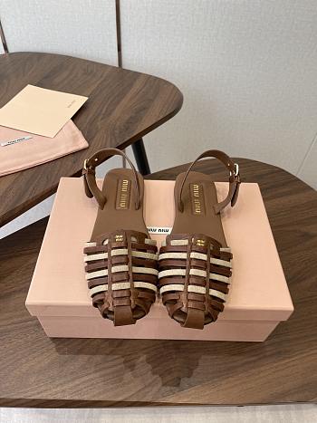 Miumiu Nappa and Suede Leather Sandals Oak/Desert Beige