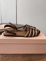 Miumiu Nappa and Suede Leather Sandals Oak/Desert Beige - 6