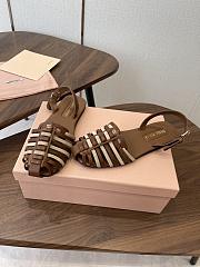 Miumiu Nappa and Suede Leather Sandals Oak/Desert Beige - 4