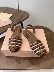 Miumiu Nappa and Suede Leather Sandals Oak/Desert Beige - 2