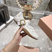 Miumiu Gymnasium Leather Ballerinas with Strap and Buckle White - 6