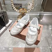 Miumiu Gymnasium Leather Ballerinas with Strap and Buckle White - 5