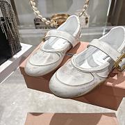Miumiu Gymnasium Leather Ballerinas with Strap and Buckle White - 4