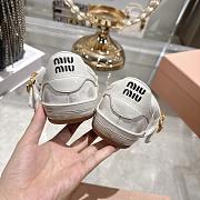 Miumiu Gymnasium Leather Ballerinas with Strap and Buckle White - 3