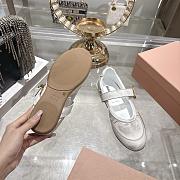 Miumiu Gymnasium Leather Ballerinas with Strap and Buckle White - 2