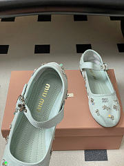 Miumiu Embroidered Drill Ballerinas Powder Blue 5F617E - 6