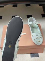 Miumiu Embroidered Drill Ballerinas Powder Blue 5F617E - 5