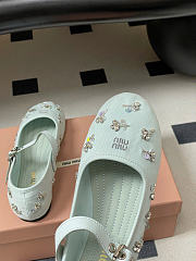 Miumiu Embroidered Drill Ballerinas Powder Blue 5F617E - 4