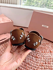 Miumiu Embroidered Drill Ballerinas Cocoa Brown 5F617E - 6