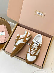 Miumiu Gymnasium Technical Fabric And Suede Sneakers Chalk White/Cinnamon 5E428E - 4