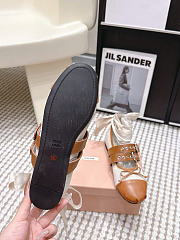 Miumiu Canvas And Leather Ballerinas Beige/Tobacco 5F608E - 6