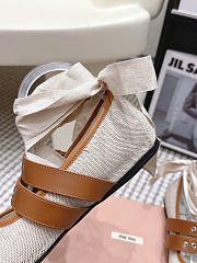 Miumiu Canvas And Leather Ballerinas Beige/Tobacco 5F608E - 4