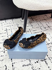 Prada Printed Leather Ballerinas With Bow Honey 1F322O - 3