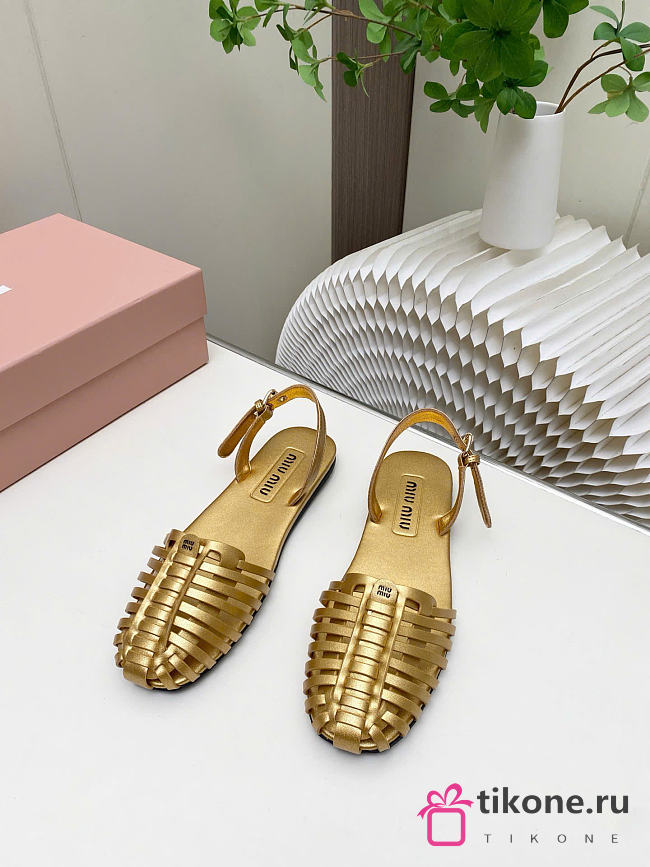 Miumiu Laminated Nappa Leather Fisherman Sandals Platinum 5X610E - 1