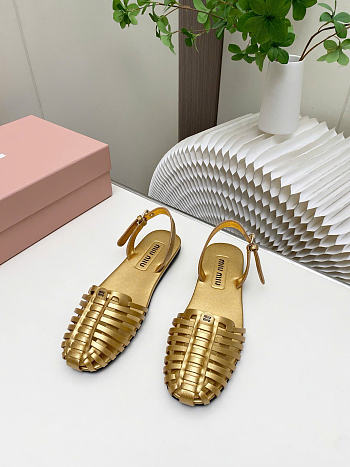 Miumiu Laminated Nappa Leather Fisherman Sandals Platinum 5X610E