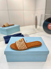 Prada Leather And Crochet Slides Beige 1XX758 - 2